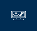 Computer screen with a spanner and screwdriver graphic 