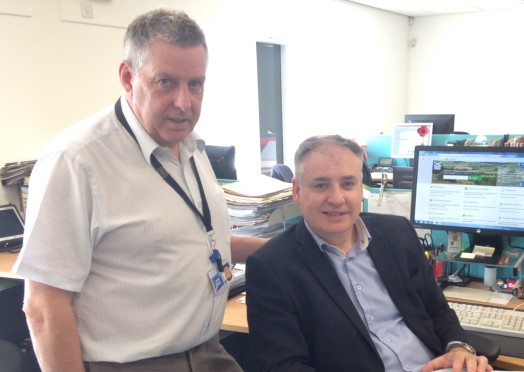 Richard Lochhead (pictured right) on a visit to the local RPID area office in Elgin Richard Lochhead (pictured right) on a visit to the local RPID area office in Elgin